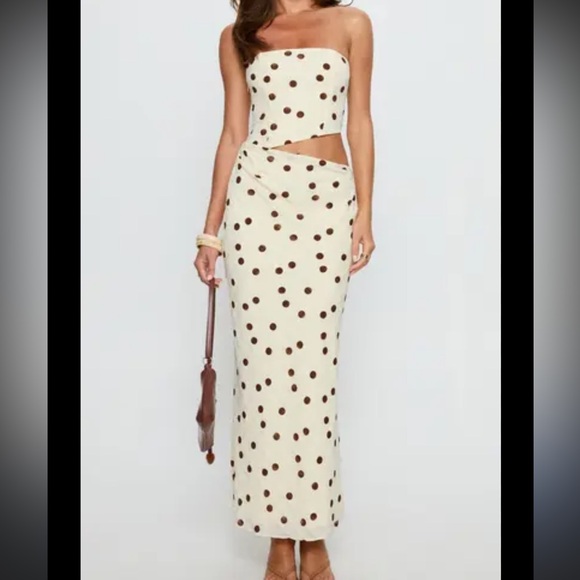 Princess Polly Dresses & Skirts - Princess Polly Jasira Strapless Polka Dot Maxi Dress Size 10